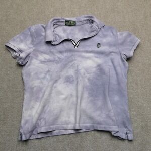 Ralph‎ Lauren Active Womens Polo Shirt Size Medium Purple Tie Dye Collared